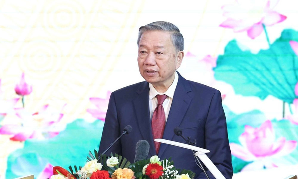 Tổng Bí thư Tô Lâm phát biểu tại buổi lễ.