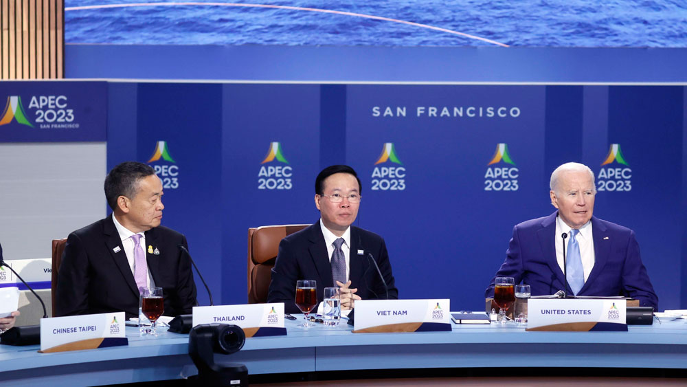 Chủ tịch nước Võ Văn Thưởng và các Nhà lãnh đạo APEC tại buổi làm việc.