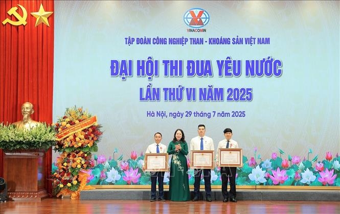 Phó chủ tịch nước Võ Thị Ánh Xuân trao Huân chương Lao động Hạng Ba tặng các cá nhân điển hình tiêu biểu.