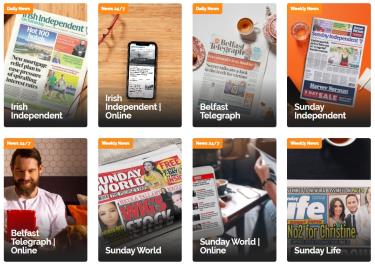 Một số sản phẩm truyền thông của Mediahuis Ireland.